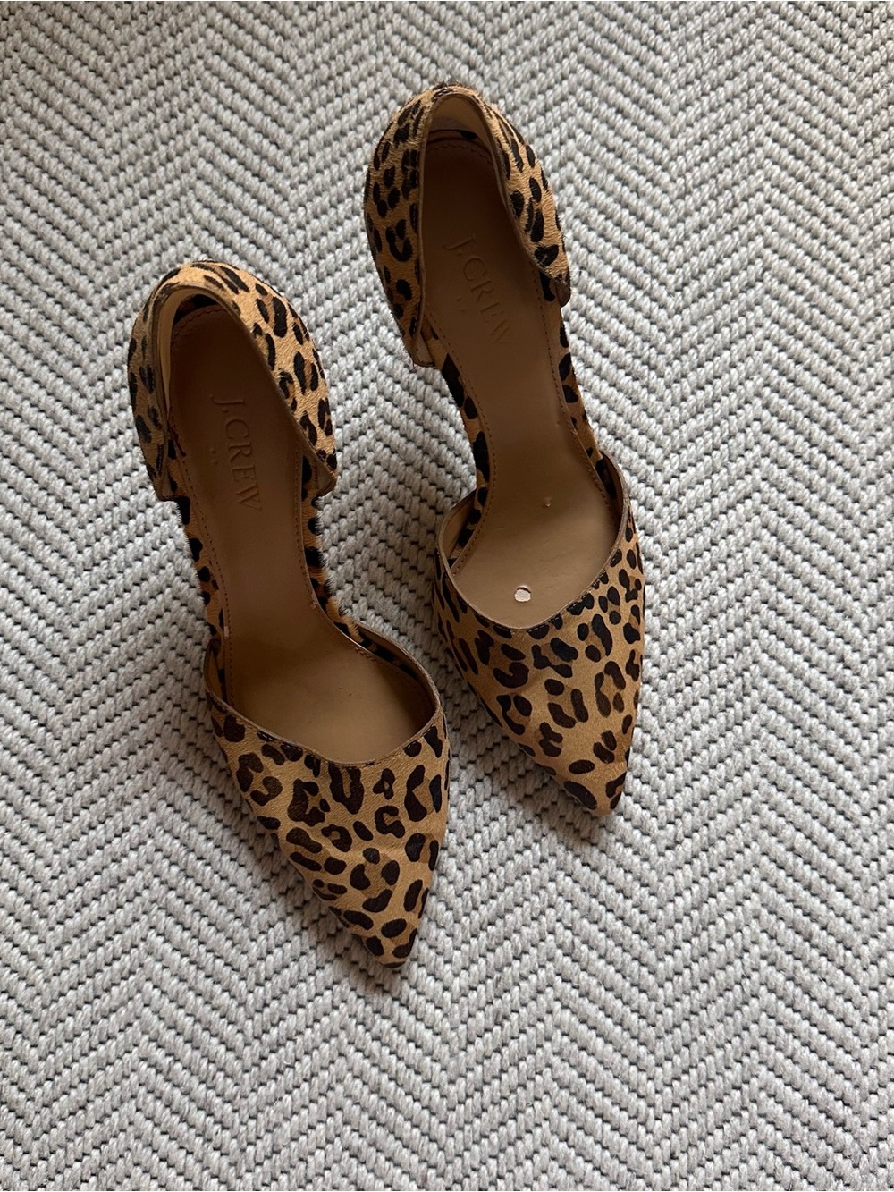 J. Crew Leopard Print Pointed Toe D'Orsay heels - Tan/Black